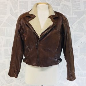 Leather Bomber Aviator Jacket Wilson Brown Medium